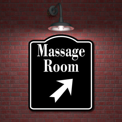 Massage 45 Degree Up Right Arrow BLACK Aluminum Composite Sign