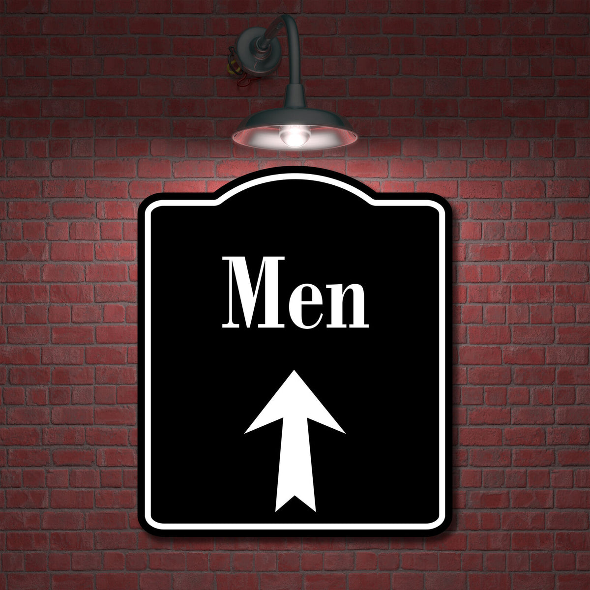Men Up Arrow BLACK Aluminum Composite Sign