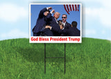 God Bless President Trump, Shooting at Donald Trump Rally Double Sided 18x24 in Yard Road Sign w/Stand
