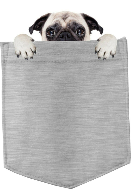 Pug Dog in pocket Fridge Car Magnet Bumper Sticker App size 4"x7"