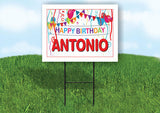 ANTONIO HAPPY BIRTHDAY BALLOONS 18 in x 24 in Yard Sign Road Sign with Stand