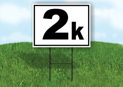 KILOMETER 2 K DISTANCE MARKER  RUNNING RACE BLACK Yard Sign with Stand LAWN SIGN