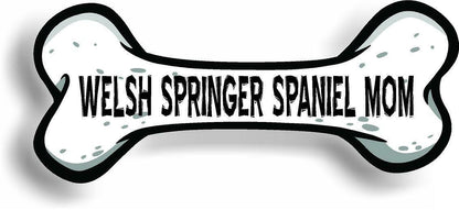 Dog Mom Welsh Springer Spaniel Bone Car Magnet Bumper Sticker 3"x7"