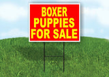Boxer PUPPIES FOR SALE YELLOW RED BACKGROUND Yard Sign Road with Stand LAWN SIGN