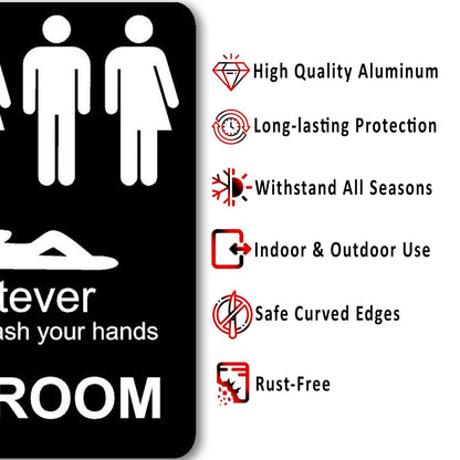funny bathroom sign 8 1/2 X 10 RESTROOM SIGN Aluminum NEW An alien men women