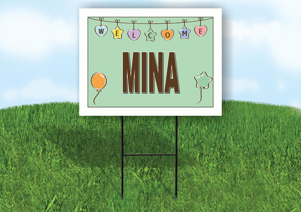 MINA WELCOME BABY GREEN  18 in x 24 in Yard Sign Road Sign with Stand