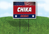CHIKA FLAG RED 2024 18inx24in Yard Road Sign w/ Stand