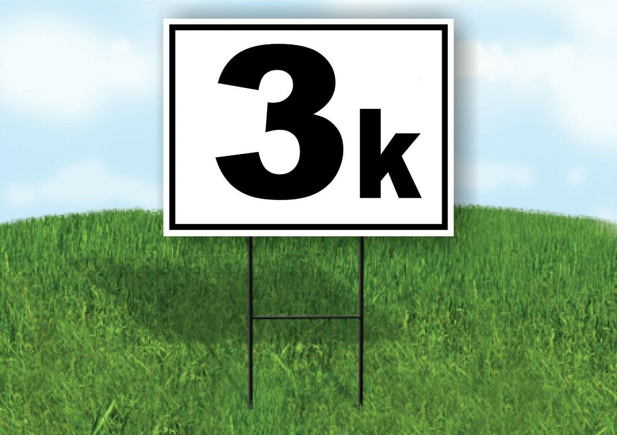 KILOMETER 3 K DISTANCE MARKER  RUNNING RACE BLACK Yard Sign with Stand LAWN SIGN