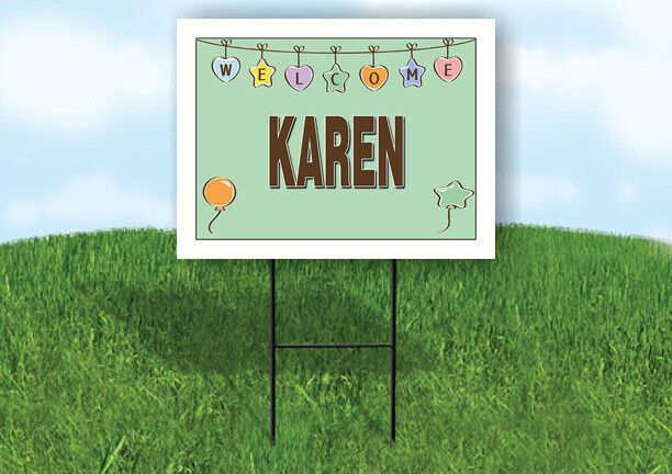 KAREN WELCOME BABY GREEN  18 in x 24 in Yard Sign Road Sign with Stand