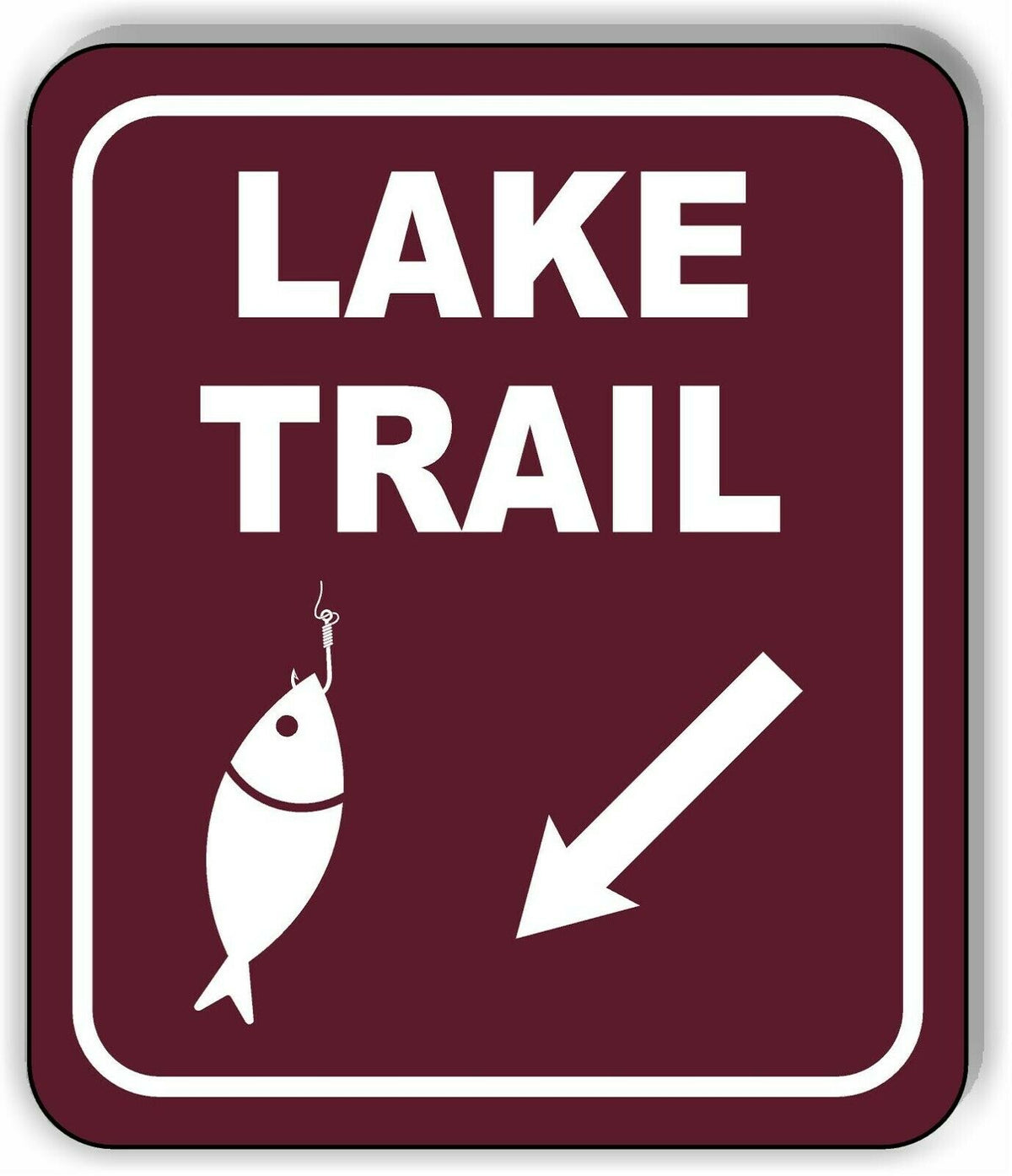 LAKE TRAIL DIRECTIONAL 45 DEGREES DOWN LEFT ARROW Metal Aluminum composite sign