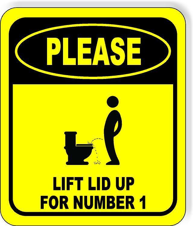 Please lift lid for number 1 with man Metal Aluminum Composite bathroom Sign