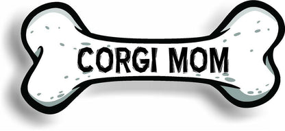 Dog Mom Corgi Bone Car Magnet Bumper Sticker 3"x7"