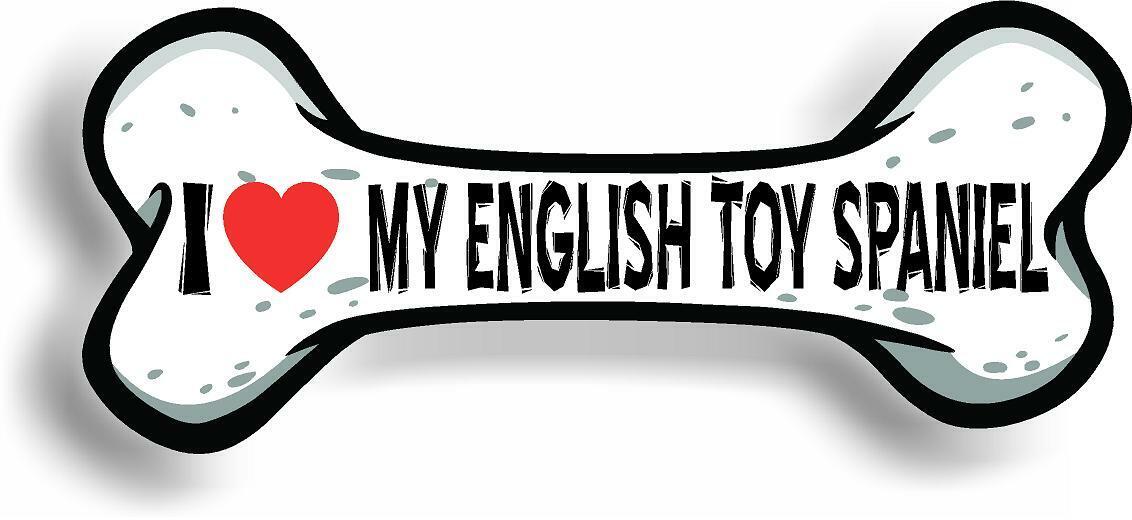 I Love My English Toy Spaniel Car Magnet Bumper Sticker 3"x7"
