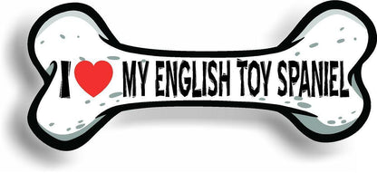 I Love My English Toy Spaniel Car Magnet Bumper Sticker 3"x7"