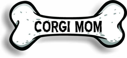 Dog Mom Corgi Bone Car Magnet Bumper Sticker 3"x7"
