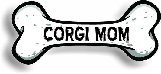 Dog Mom Corgi Bone Car Magnet Bumper Sticker 3"x7"