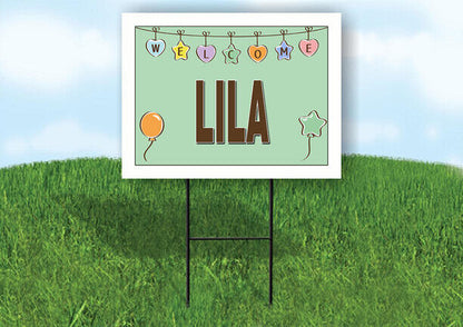 LILA WELCOME BABY GREEN  18 in x 24 in Yard Sign Road Sign with Stand