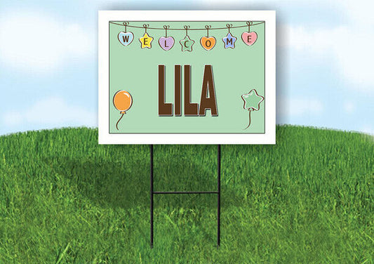 LILA WELCOME BABY GREEN  18 in x 24 in Yard Sign Road Sign with Stand