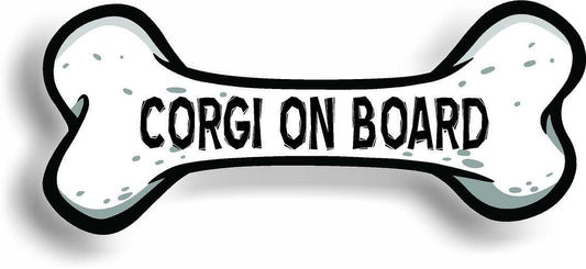 Dog on Board Corgi Bone Car Magnet Bumper Sticker 3"x7"