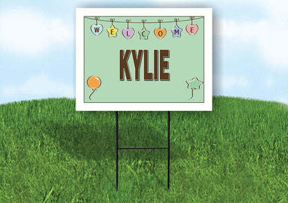 KYLIE WELCOME BABY GREEN  18 in x 24 in Yard Sign Road Sign with Stand