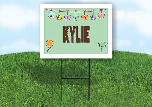 KYLIE WELCOME BABY GREEN  18 in x 24 in Yard Sign Road Sign with Stand