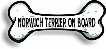 Dog on Board Norwich Terrier Bone Car Magnet Bumper Sticker 3"x7"