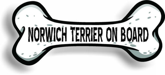 Dog on Board Norwich Terrier Bone Car Magnet Bumper Sticker 3"x7"
