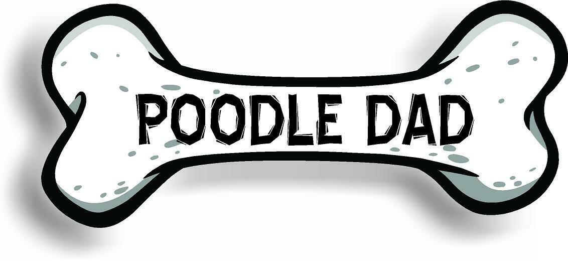 Dog Dad Poodle Bone Car Magnet Bumper Sticker 3"x7"