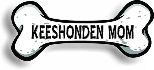 Dog Mom Keeshonden Bone Car Magnet Bumper Sticker 3"x7"