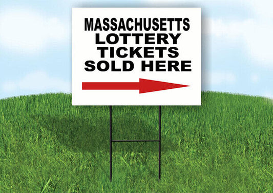 MASSACHUSETTS STATE LOTTERY TICKETS RIGHT ARROYard Sign w Stand LAWN SIGN Single
