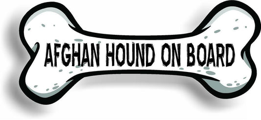 Dog on Board Afghan Hound Bone Car Magnet Bumper Sticker 3"x7"