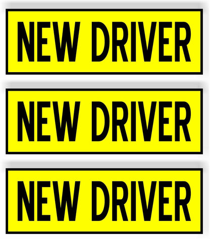 SET OF 3 NEW Driver  Car MAGNET Magnetic Bumper Sticker  bright safety yellow