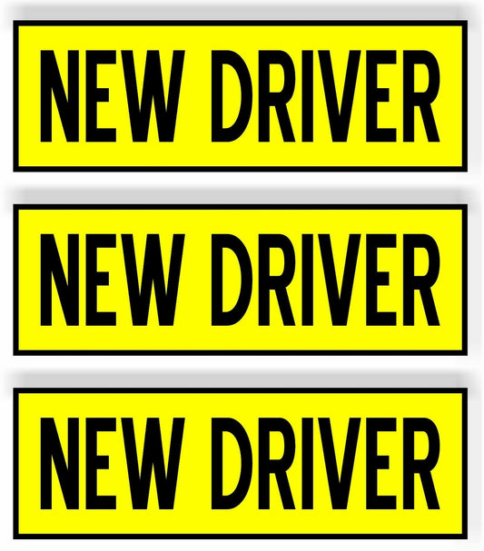 SET OF 3 NEW Driver  Car MAGNET Magnetic Bumper Sticker  bright safety yellow