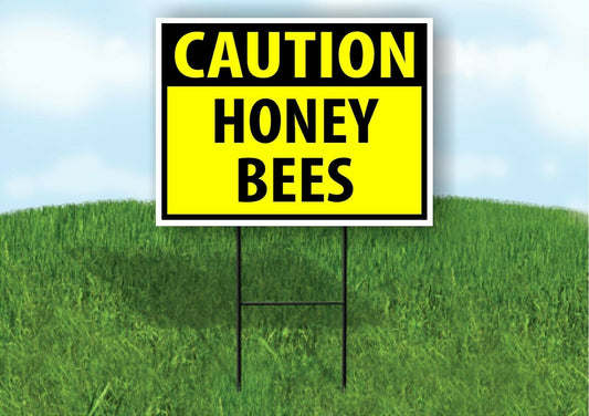 CAUTION HONEY BEES YELLOW Plastic Yard Sign ROAD SIGN with Stand