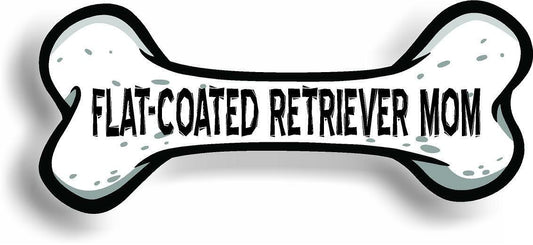 Dog Mom Flat-Coated Retriever Bone Car Magnet Bumper Sticker 3"x7"