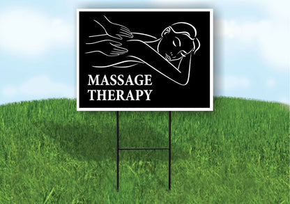 MASSAGE therapy BLACK Plastic Yard Sign ROAD SIGN with Stand