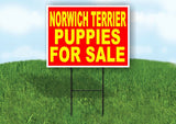 Norwich Terrier PUPPIES FOR SALE YELLOW RED Yard Sign Road with Stand LAWN SIGN