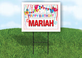 MARIAH HAPPY BIRTHDAY BALLOONS 18 in x 24 in Yard Sign Road Sign with Stand
