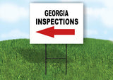 INSPECTIONS LEFT ARROW RED_ GEORGIA Yard Sign with Stand LAWN SIGN