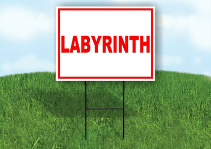 LABYRINTH RED WHITE Yard Sign Road with Stand LAWN SIGN