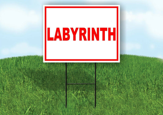 LABYRINTH RED WHITE Yard Sign Road with Stand LAWN SIGN