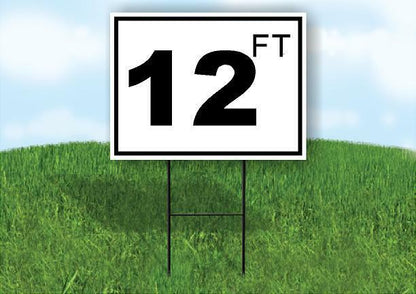 12 ft pool depth BLACK WHITE 18inx24in Yard Road Sign w/ Stand