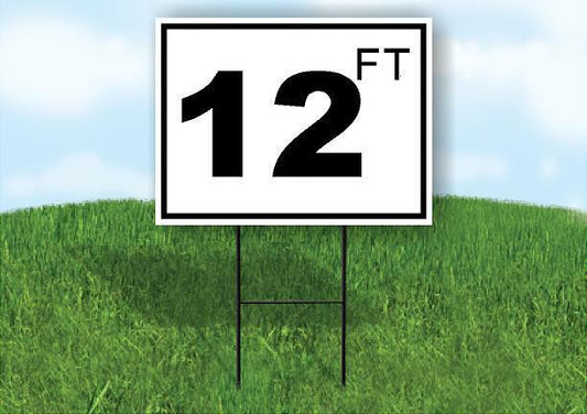 12 ft pool depth BLACK WHITE 18inx24in Yard Road Sign w/ Stand