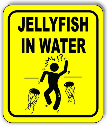 JELLYFISH IN WATER DANGER SAFETY YELLOW Metal Aluminum composite sign