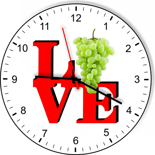 I Love Grapes Love Park Funny Kitchen Living room Wall Clock