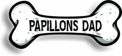 Dog Dad Papillons Bone Car Magnet Bumper Sticker 3"x7"