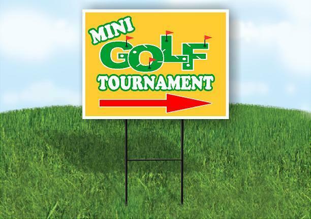 MINI GOLF TOURNAMENT YELLOW Yard Sign Road with Stand LAWN SIGN Single sided