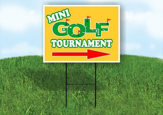 MINI GOLF TOURNAMENT YELLOW Yard Sign Road with Stand LAWN SIGN Single sided