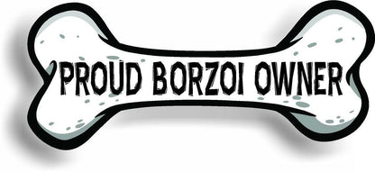 Proud Borzoi Owner Bone Car Magnet Bumper Sticker 3"x7"