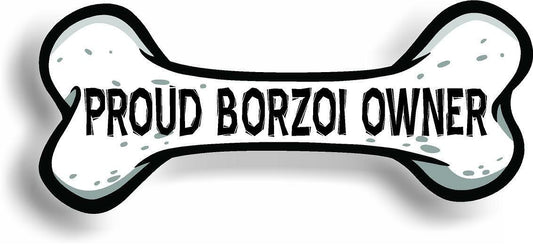 Proud Borzoi Owner Bone Car Magnet Bumper Sticker 3"x7"